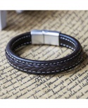 Men's Fashion Thick Leather Retro Bracelet - Dark Brown