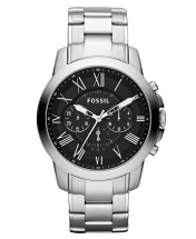 Fossil Mens Chronograph Grant Stainless Steel Bracelet Watch - Silver