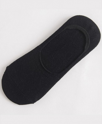 Solid Color Cotton Non-slip Silicone Pad Invisible Casual Boat Socks - Black