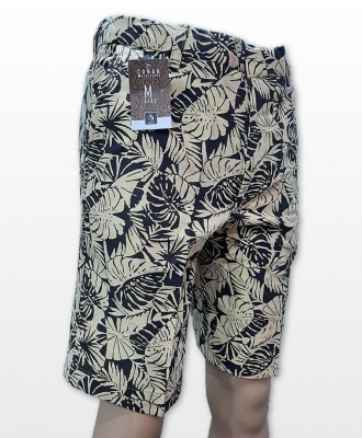 Conak Yellow Floral Linen Blend Summer Shorts