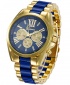 Geneva Full Steel Unisex Quartz Analog Gold Wrist Watch - Blue