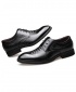 Men's Classy New Crocodile Skin Design Black Leather Brogue Dress Shoes