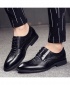 Men's Classy New Crocodile Skin Design Black Leather Brogue Dress Shoes