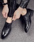 Men's Classy New Crocodile Skin Design Black Leather Brogue Dress Shoes