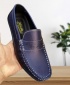 Men's Leather Casual Penny Loafers Slip-On Moccasin Shoes - Navy