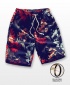 Men's Casual Multicoloured Linen Summer Beach Shorts - Big Red Flowers