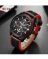 Curren Multi-Function Chronograph Leather Strap Waterproof Sports Watch - Black