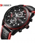 Curren Multi-Function Chronograph Leather Strap Waterproof Sports Watch - Black