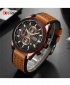 Curren Multi-Function Chronograph Leather Strap Waterproof Sports Watch - Brown