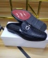 FR Men's Designer Alligator Patent Leather Casual Horsebit Half Shoe Mules - Black