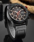 Curren 8291 Men's Chronograph Casual Fashion Leather Watch - Black Face + FREE BRACELET