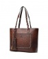 Women's European Style Fashion Leather Tote Handbag - Dark Brown