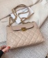 FJT Womens Quilted Retro Chain Strap Handbag Shoulder Baguette Bag - Khaki