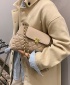 FJT Womens Quilted Retro Chain Strap Handbag Shoulder Baguette Bag - Khaki