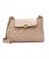 FJT Womens Quilted Retro Chain Strap Handbag Shoulder Baguette Bag - Khaki