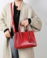 FJT Womens Crocodile Pattern One-Shoulder Retro Tote Bag - Red