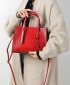 FJT Womens Crocodile Pattern One-Shoulder Retro Tote Bag - Red