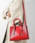 FJT Womens Crocodile Pattern One-Shoulder Retro Tote Bag - Red