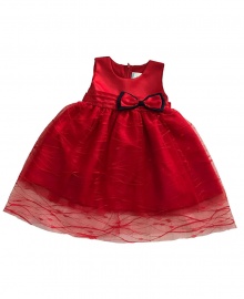 Baby Girl Red Sleeveless Lace Dress with Bow Tie Age 3 - 12 Months