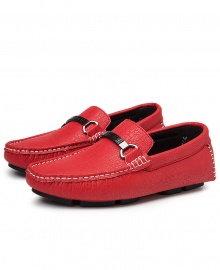 Men's Quality Fashion Leather Casual Loafers Slip-On Shoes - Red