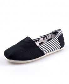 TOMS Classic Canvas Casual Slip-On Shoes - Stripped Black