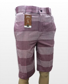 Conak Wine Checkered Linen Blend Summer Shorts