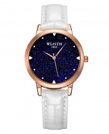 Wlisth Fashion Starry Sky Women's Waterproof Quartz Leather Watch - White