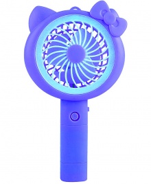 Mini Handheld Portable Powder Cat Rechargeable Hand Fan with LED Night Light and Base USB Charging