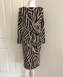 Zebra Wrap Midi Dress