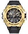 Curdden Multifunction Dual Display Digital Waterproof Rubber Strap Sport Watch - Gold