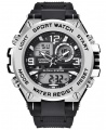 Curdden Multifunction Dual Display Digital Waterproof Rubber Strap Sport Watch - Silver