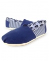 TOMS Classic Canvas Casual Slip-On Shoes - Sttipped Blue