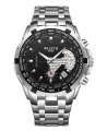 Wlisth 1853 Men's Waterproof Bracelet Silver Chain Watch - Black Face