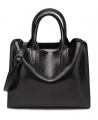 Women's Fashion Leather Trapeze Handbag - Black