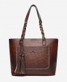 Women's European Style Fashion Leather Tote Handbag - Dark Brown